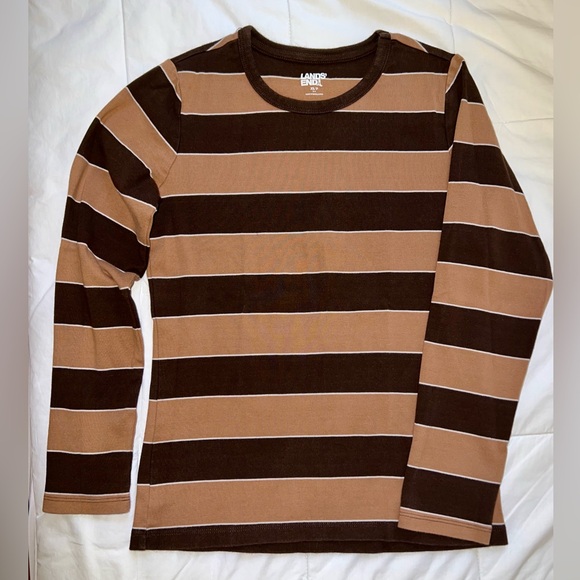 Lands’ End Striped Cotton Long-Sleeve Tee - Picture 3 of 9